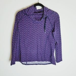 Talbot cowl athletic sweater purple floral petite
